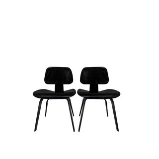 Set of DCW Chairs in Black by Charles & Ray Eames for Herman Miller, 1952 For Sale