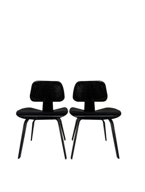 Set of DCW Chairs in Black by Charles & Ray Eames for Herman Miller, 1952