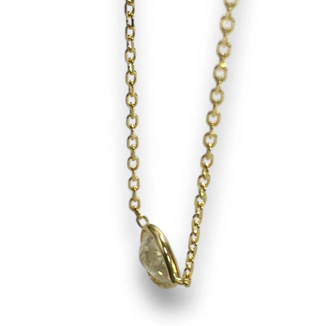 Early 21st Century Classic Bezeled 14k Yellow Gold 1.24ct Natural Diamond Necklace For Sale - Image 5 of 6