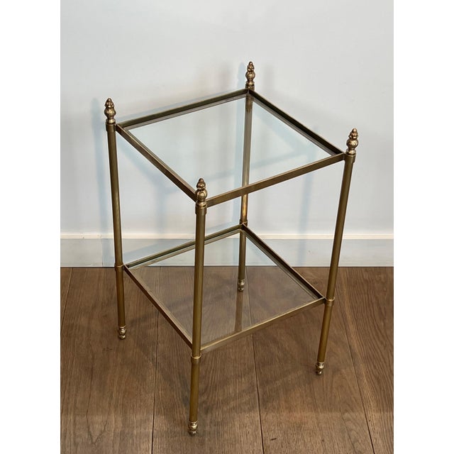 1940s Pair of brass side tables attributed to Maison Jansen For Sale - Image 6 of 12