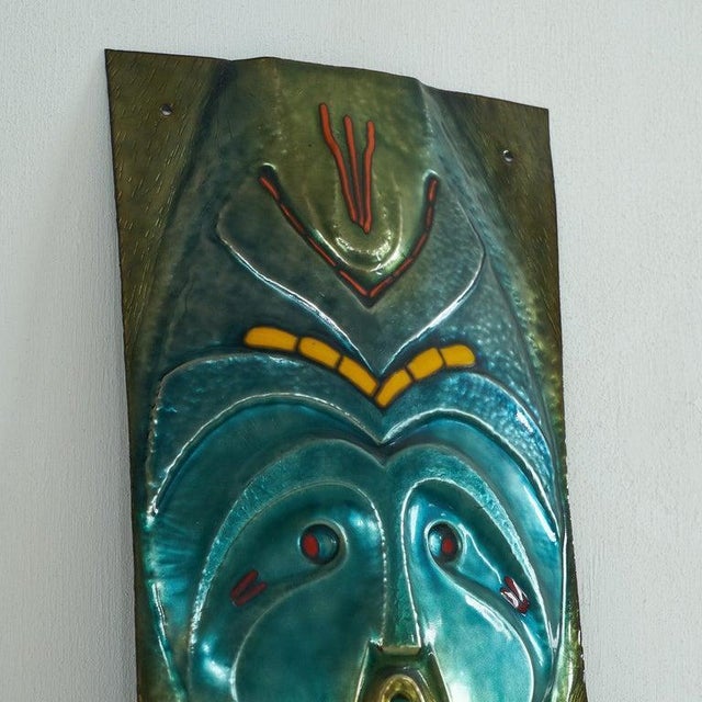 Metal Enameled Mask by Franco Bastianelli for Laurana Pesaro, 1950s For Sale - Image 7 of 10