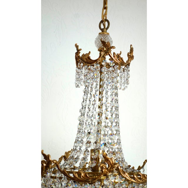 Brass Lead and Crystal Chandelier from Palwa, 1970s For Sale - Image 6 of 15