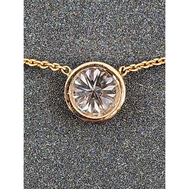Metal 1.12 Ct Diamond Bezel Necklace For Sale - Image 7 of 8