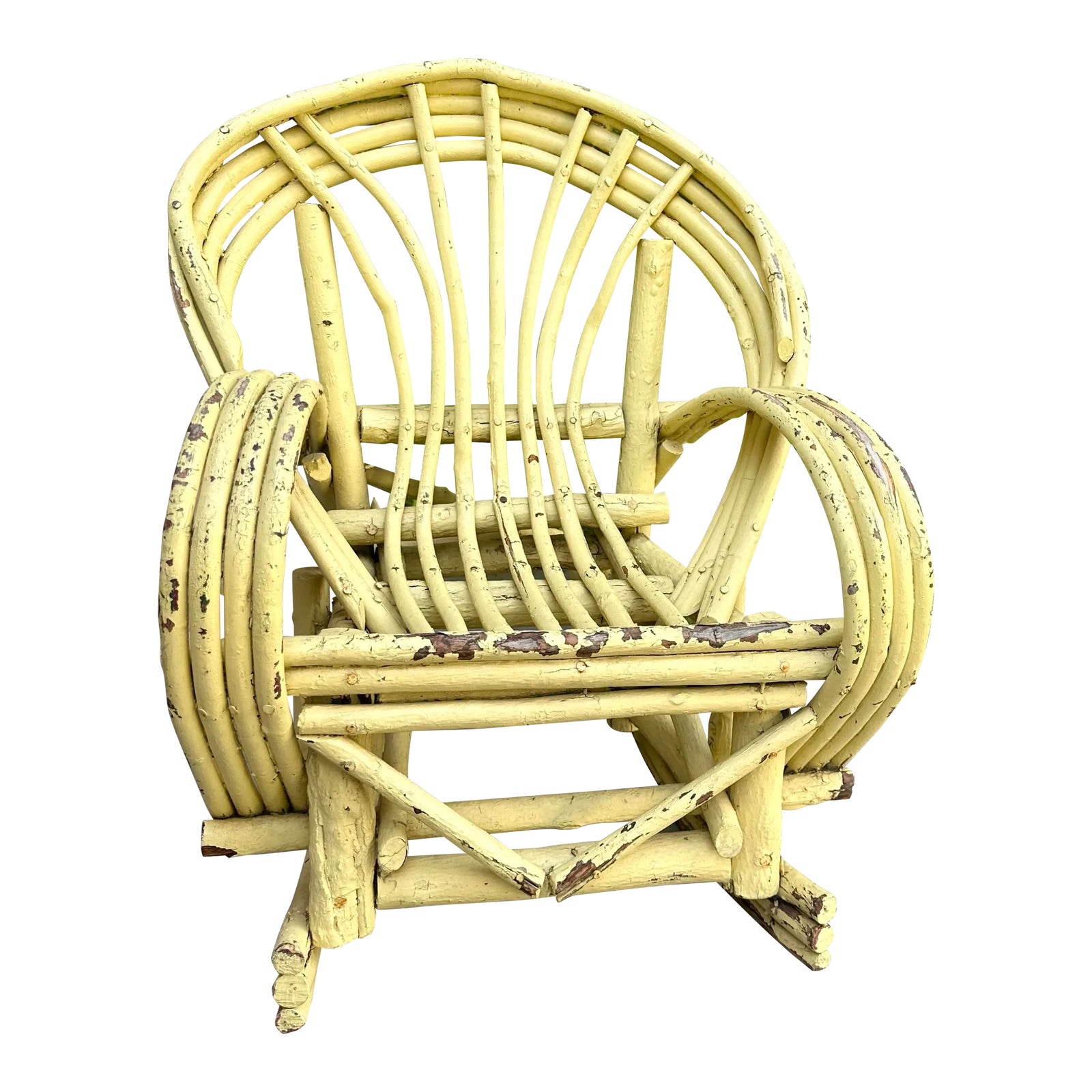 19th Century Handmade Adirondack Bentwood Child’s Rocker Chair in