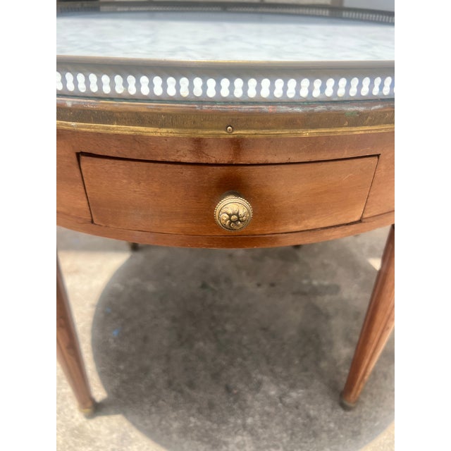 Mid 19th Century French 19th Century Louis XVI Mahogany Oval Bouillotte Marble Top Side Table For Sale - Image 5 of 9
