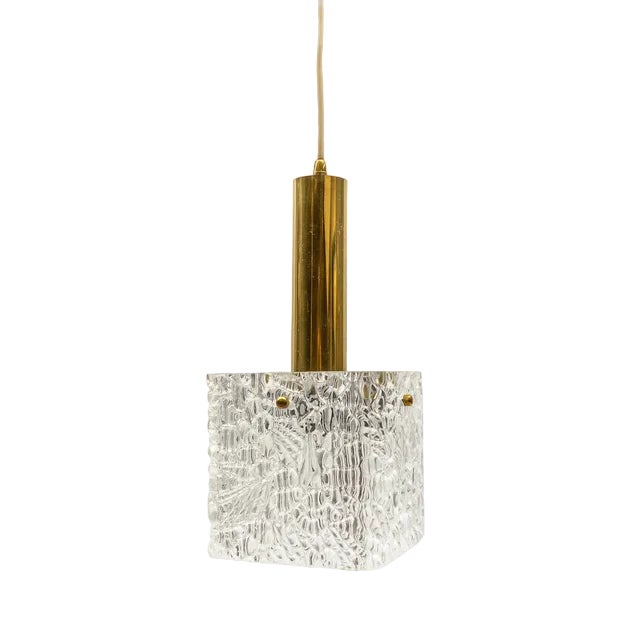 Petite Ice Glass Ceiling Lamp by Kalmar Franken Kg, Germany, 1970s For Sale