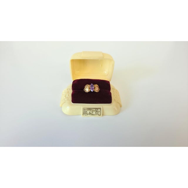 Antique 14k Yellow and Rose Gold Amethyst Sweetheart Ring, Circa 1890–1910, Size 10 For Sale - Image 14 of 17