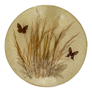 Vintage Oversized Resin Butterfly Wheat Serving or Fruit Bowl For Sale