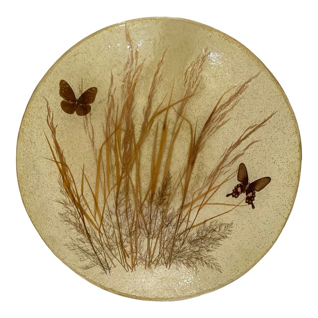 Vintage Oversized Resin Butterfly Wheat Serving or Fruit Bowl For Sale