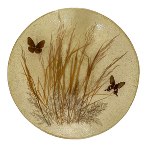 Vintage Oversized Resin Butterfly Wheat Serving or Fruit Bowl