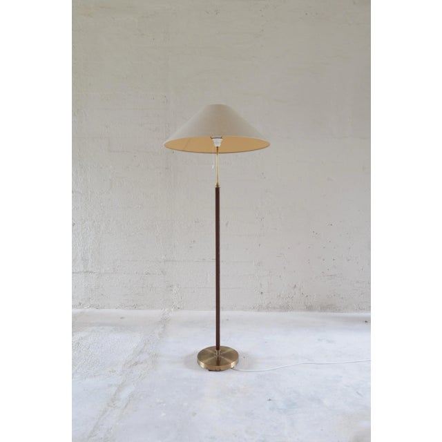 Mid-Century Modern Brass and Brown Leather Floor Lamp from Falkenbergs Belysning, Sweden, 1960s For Sale - Image 11 of 13