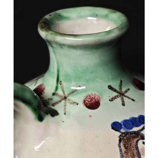 V. Pinto Vietri Vietri Ceramic Bottle Naive Copper Green Vietri 1960s For Sale - Image 4 of 14