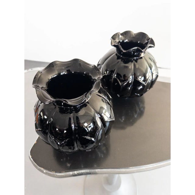 Art Deco Black Glass Vase by Edvin Ollers for Elme Glasbruk, Sweden, 1920s-1930s For Sale - Image 4 of 8