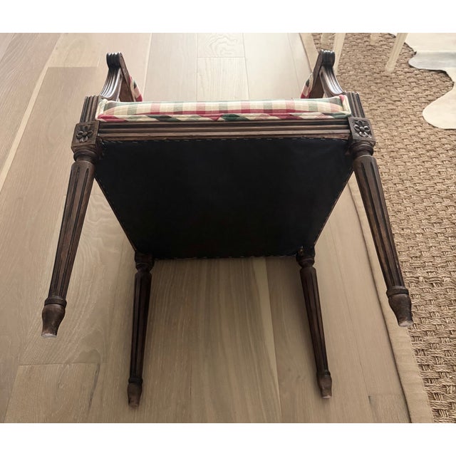 Brown Early 20th Century French Louis XVI Style Square Back Hand-Carved Wood Armchairs - A Pair For Sale - Image 8 of 18