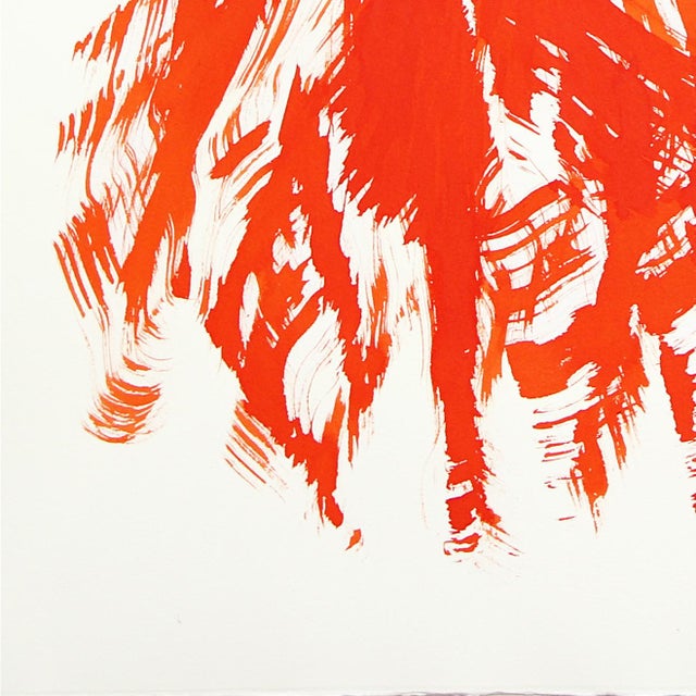 The Orange Cloth 3 - Abstract Flowy Minimalist Figurative Ink Painting on Paper by Bettina Mauel For Sale - Image 4 of 7