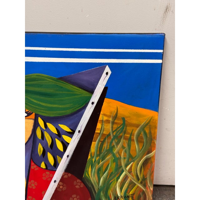 Late 20th Century Arkone Cubist Abstract Original Painting, Signed For Sale - Image 10 of 12