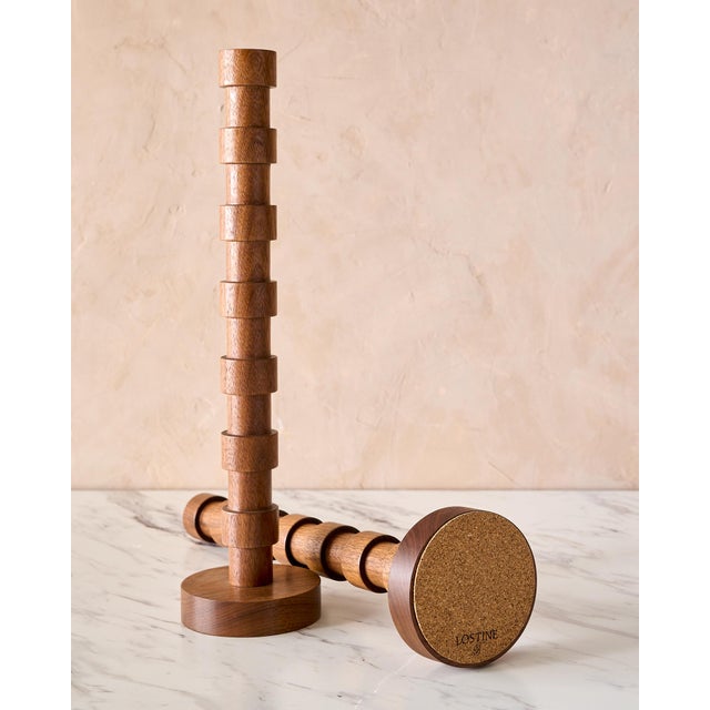 Brown "Franc" Hand Turned Walnut Candle Holders by Lostine, Set of 2 For Sale - Image 8 of 11