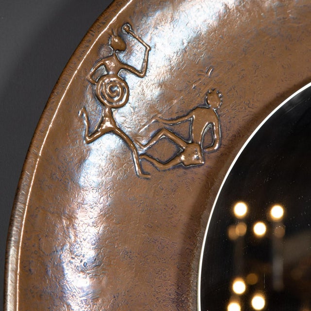 20th Century Brutalist Bronze Mirror With Figures in Relief, 1970s For Sale - Image 9 of 13