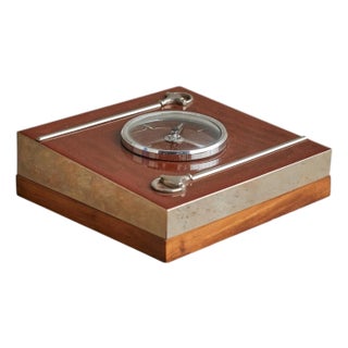 Gucci Wood + Chrome Clock, 1970s For Sale
