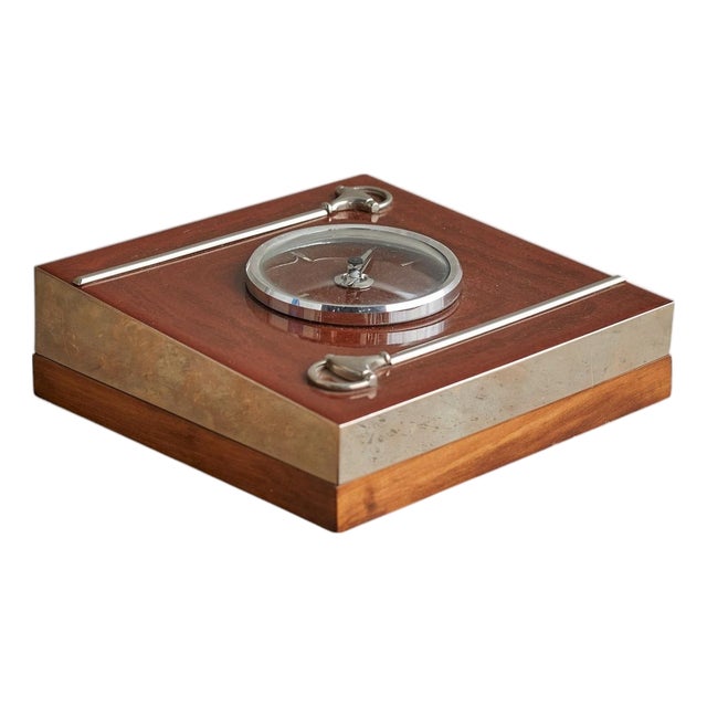Gucci Wood + Chrome Clock, 1970s For Sale