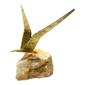 Mid 20th Century Curtis Jere Abstract Bird Sculpture Metal on Stone Base MCM