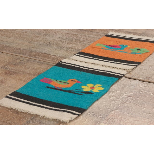 Orange Vintage Mexican Zapotec Rug, 01'00 X 03'02 For Sale - Image 8 of 10