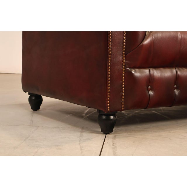 Chesterfield Style Oxford Red Leather Sofa For Sale - Image 11 of 17