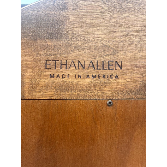 1990s Ethan Allen Country French Curio Cabinet Glass Display Case China Hutch Lighted For Sale - Image 18 of 18