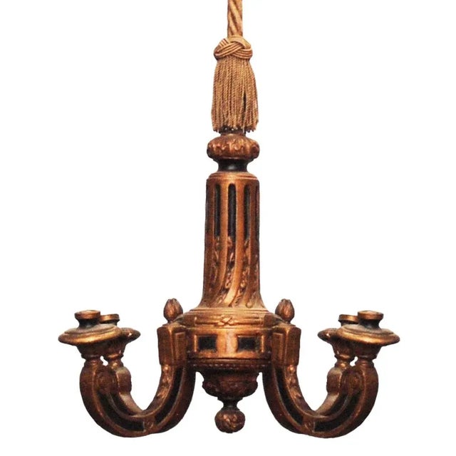 19th-Century Italian Hand-Carved and Gilt-Wood Four-Arm Chandelier For Sale In Dallas - Image 6 of 6