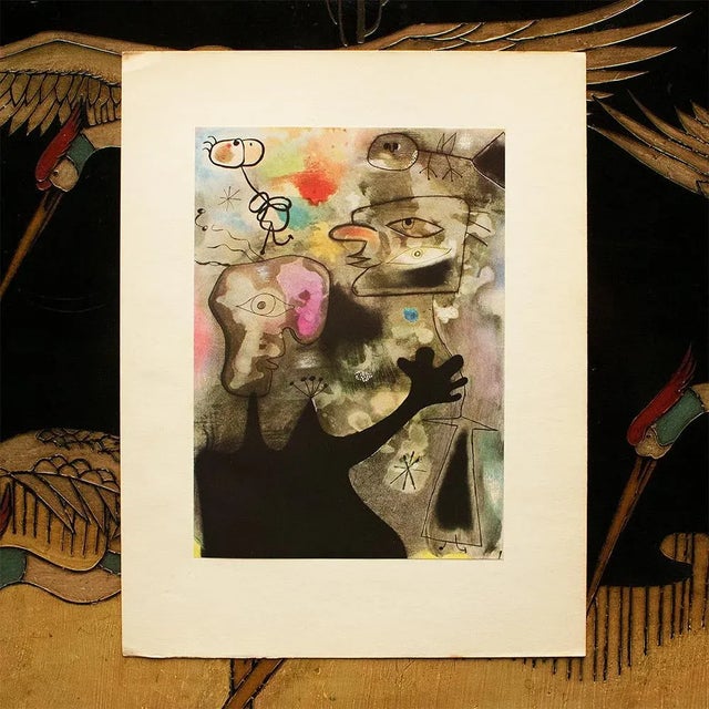 Abstract 1940s Joan Miró, "Woman, Bird, Star" First Edition Swiss Offset Lithograph For Sale - Image 3 of 8