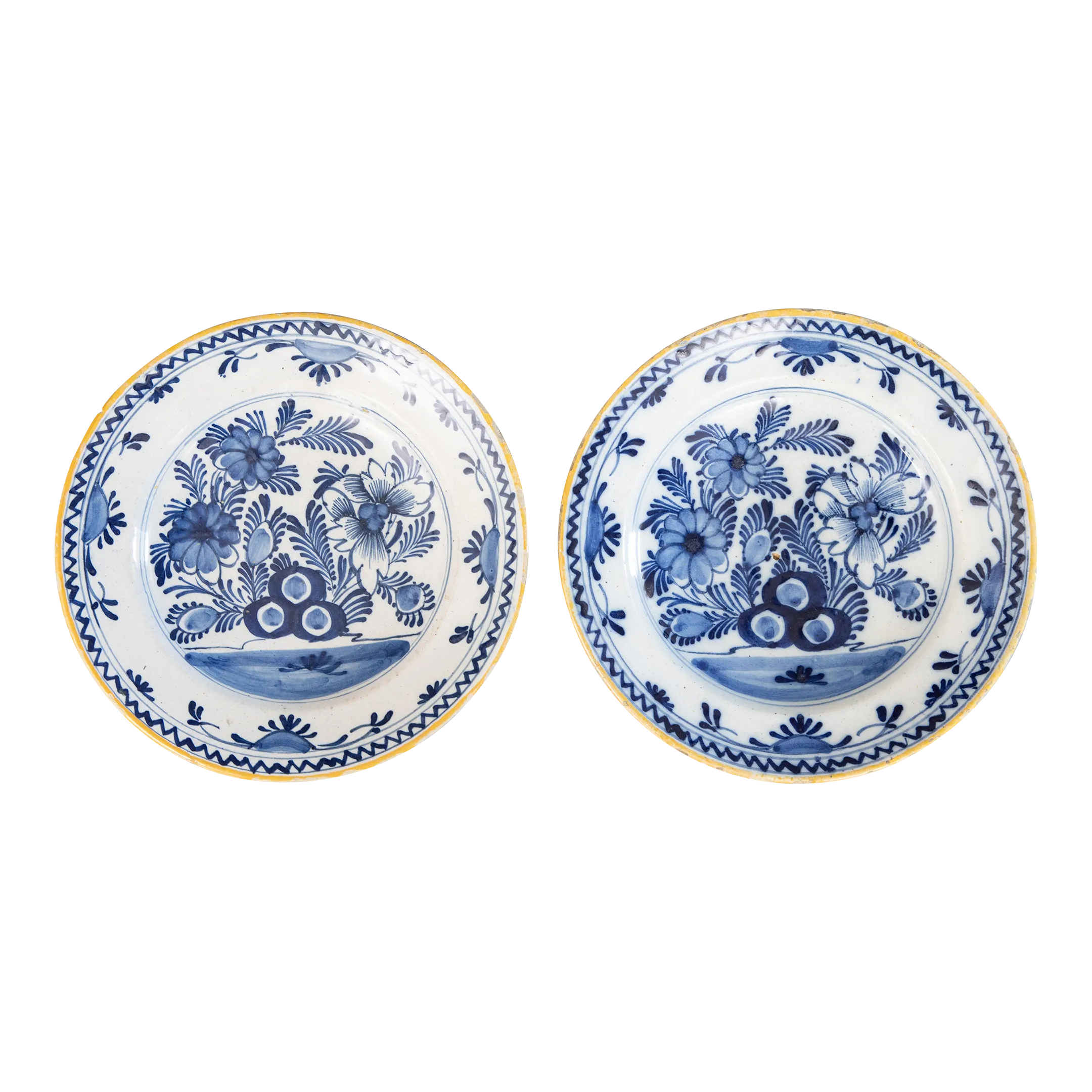 Antique 18th Century Dutch Delft Floral Plates - a Pair | Chairish