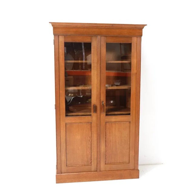 Brown Art Deco Bookcase in Oak, 1920s For Sale - Image 8 of 8
