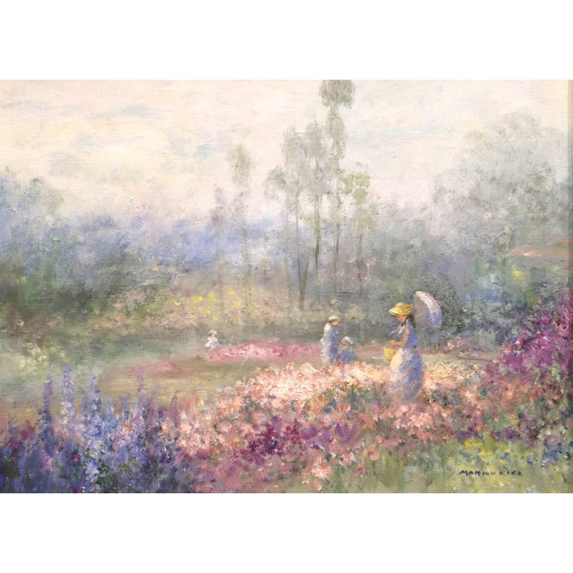 Impressionist Mid-Century Impressionist Garden Landscape Oil Painting Signed Marion Rice For Sale - Image 3 of 12