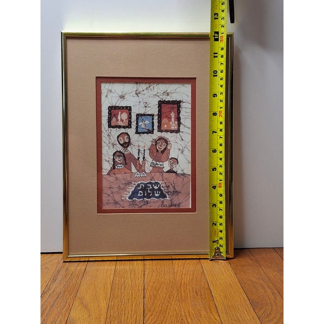 Religious 1980s Ahmi Goldfarb Shabbat Shalom Signed Lithograph Framed Israeli Judaica Batik Print For Sale - Image 3 of 12