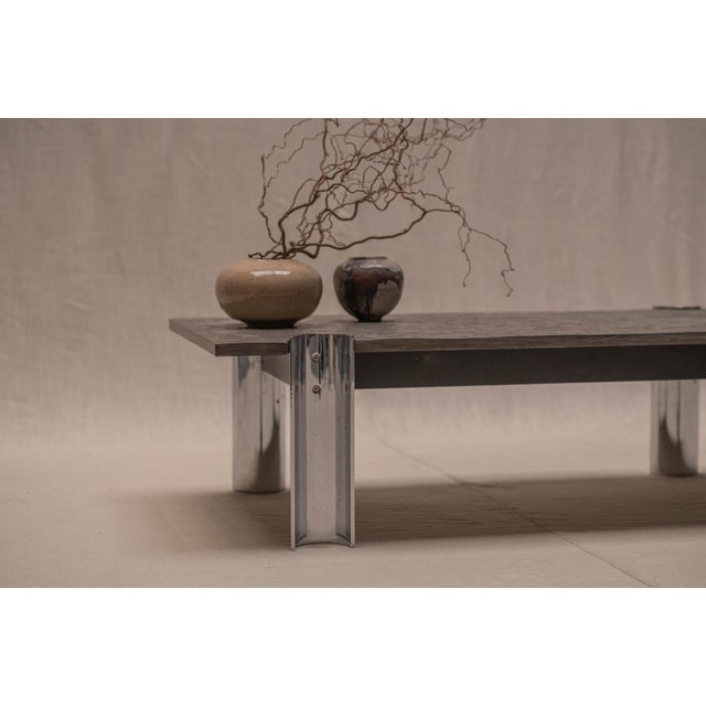 Gray Brutalist Coffee Table with Fossil Stone Top, 1970s For Sale - Image 8 of 18