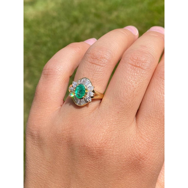 The Sunset Ridge: Natural Emerald and Diamond Cocktail Ring For Sale - Image 10 of 10