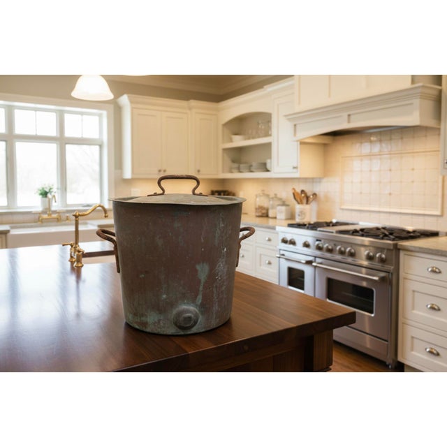 Large Antique Bramhall Deane and Co Copper Stock Pot With Lid 16 Inch Industrial Kitchen Decor For Sale - Image 10 of 10