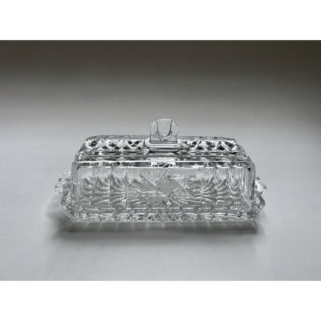 Transparent Vintage Federal Glass Co. Style Covered Cut Glass Butter Dish For Sale - Image 8 of 17