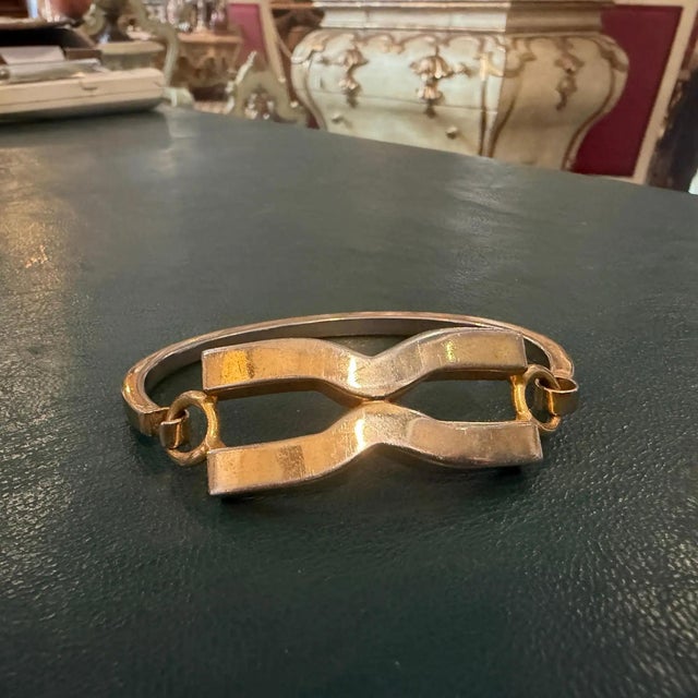 Bronze 1980s Pierre Cardin Signed Gilt Metal French Bracelet For Sale - Image 8 of 12