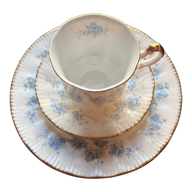 Paragon "Remember Me" Fine Bone China Teacup Trio – 3-Piece Set For Sale