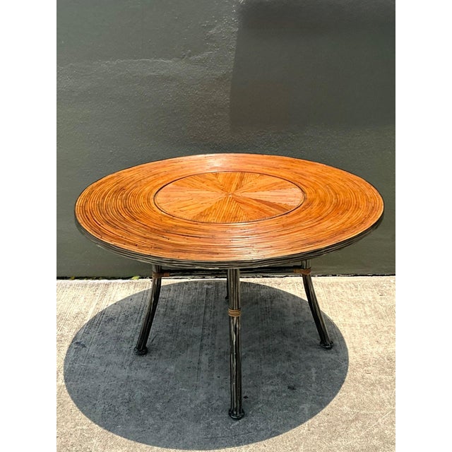 Vintage Pencil Reed and Metal Dining Table For Sale - Image 11 of 15
