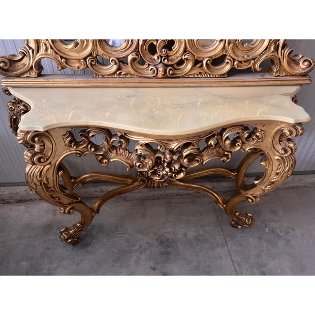 Console Table with Baroque Mirror, 1890s, Set of 2 For Sale - Image 16 of 17