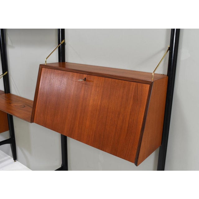 Wall Unit in Teak and Brass by Louis van Teeffelen for Wébé, Netherlands, 1950s, Set of 13 For Sale - Image 18 of 18