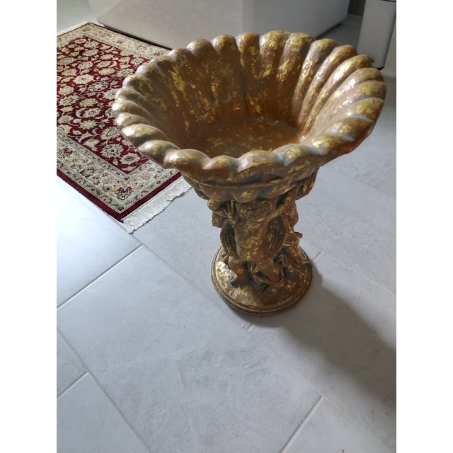 Make a grand architectural statement with this spectacular vintage Neoclassical cherub pedestal urn. Standing an...