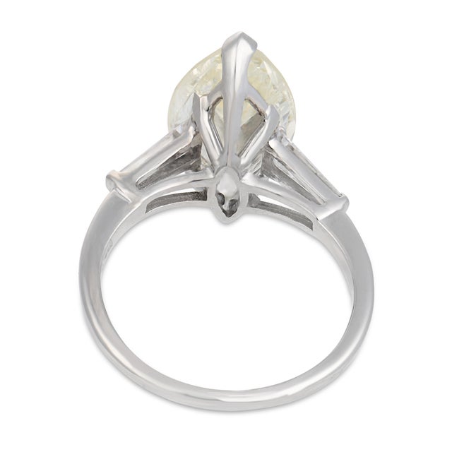 Mid Century Gia 3.83 Carat Marquise Cut Diamond Platinum Engagement Ring, Size 6.25 For Sale In Los Angeles - Image 6 of 8