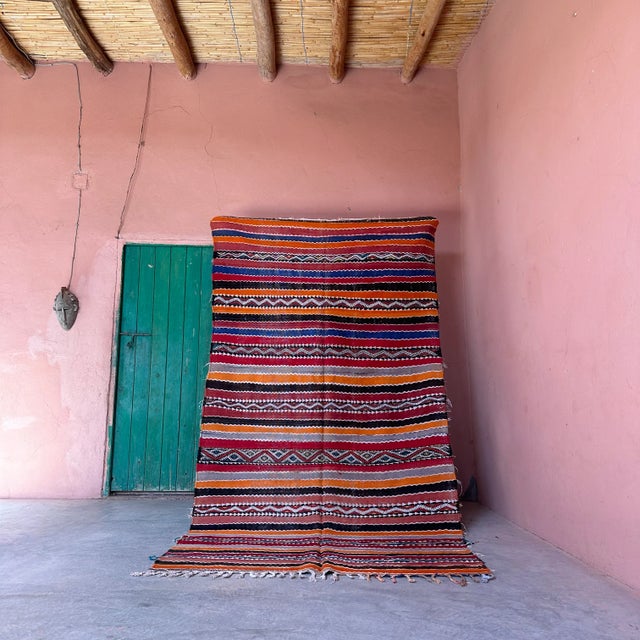 1980s 1980s Striped Flatweave Rug - 9.2 X 4.99 Ft For Sale - Image 5 of 11
