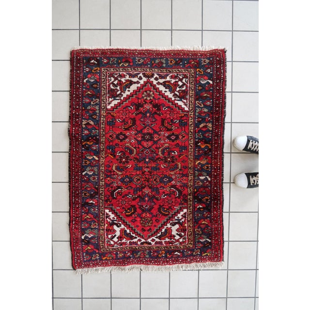 1970s, Handmade Vintage Persian Hamadan Rug 3.3' X 4.6' For Sale - Image 14 of 14