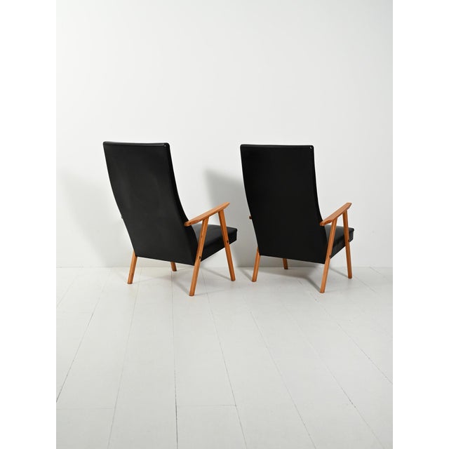 1950s Scandinavian High Back Armchairs, 1960s, Set of 2 For Sale - Image 5 of 11