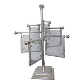1990s Vintage Pottery Barn TurnStyle Rotating Silver-Tone 12 - Photo Picture Frame Carousel For Sale