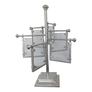 1990s Vintage Pottery Barn TurnStyle Rotating Silver-Tone 12 - Photo Picture Frame Carousel